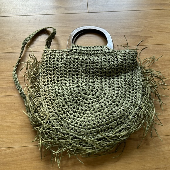 Melie Bianco Green Straw Woven Bag - Picture 3 of 4